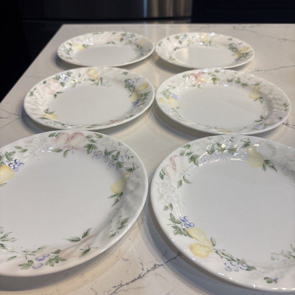 Corelle Chutney Salad Plates 7.25" Fruit Swirl Rim Set of 6